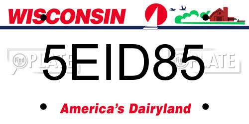 5EID85 Wisconsin License Plate