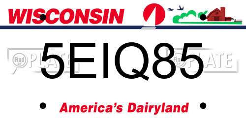 5EIQ85 Wisconsin License Plate
