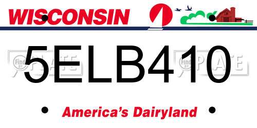 5ELB410 Wisconsin License Plate