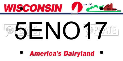 5ENO17 Wisconsin License Plate