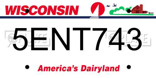 5ENT743 Wisconsin License Plate