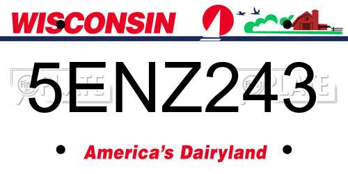 5ENZ243 Wisconsin License Plate