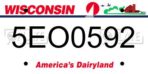 5EO0592 Wisconsin License Plate