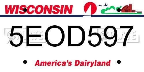 5EOD597 Wisconsin License Plate