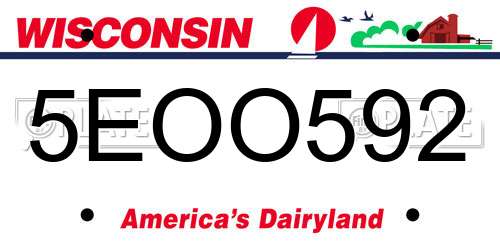 5EOO592 Wisconsin License Plate