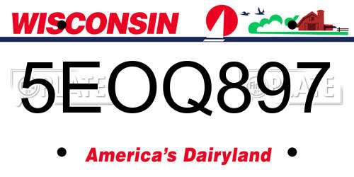 5EOQ897 Wisconsin License Plate