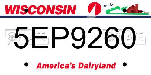 5EP9260 Wisconsin License Plate