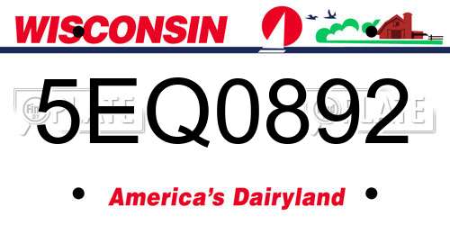 5EQ0892 Wisconsin License Plate