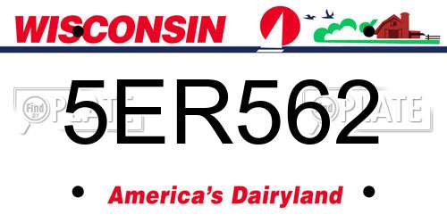 5ER562 Wisconsin License Plate