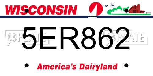 5ER862 Wisconsin License Plate