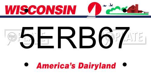 5ERB67 Wisconsin License Plate