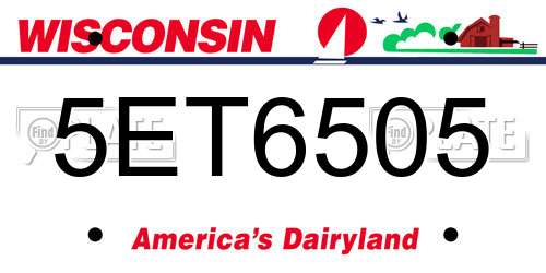5ET6505 Wisconsin License Plate
