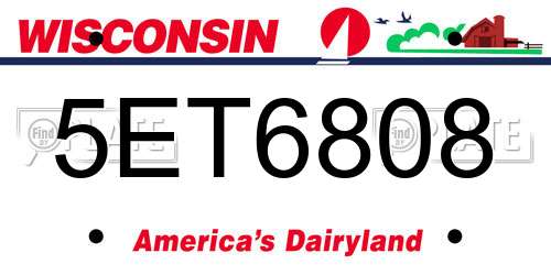 5ET6808 Wisconsin License Plate