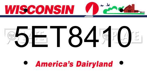 5ET8410 Wisconsin License Plate