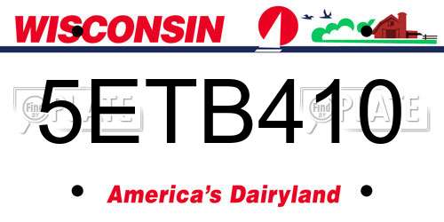 5ETB410 Wisconsin License Plate