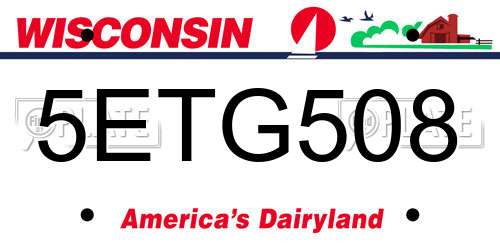 5ETG508 Wisconsin License Plate