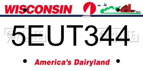 5EUT344 Wisconsin License Plate