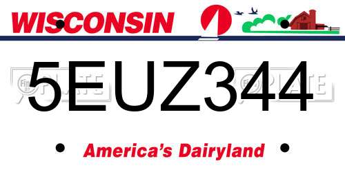 5EUZ344 Wisconsin License Plate