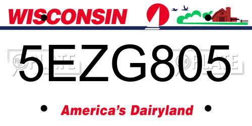 5EZG805 Wisconsin License Plate