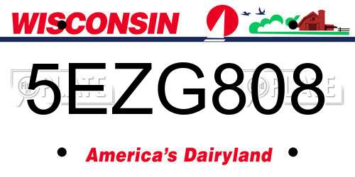 5EZG808 Wisconsin License Plate