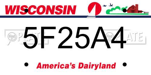 5F25A4 Wisconsin License Plate