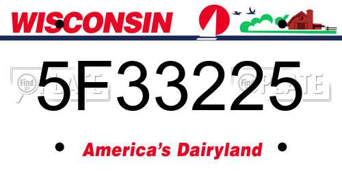 5F33225 Wisconsin License Plate