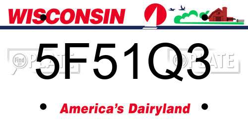 5F51Q3 Wisconsin License Plate