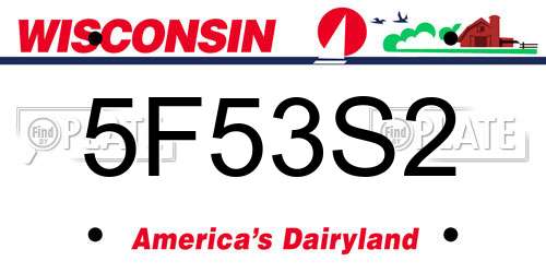 5F53S2 Wisconsin License Plate