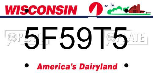 5F59T5 Wisconsin License Plate