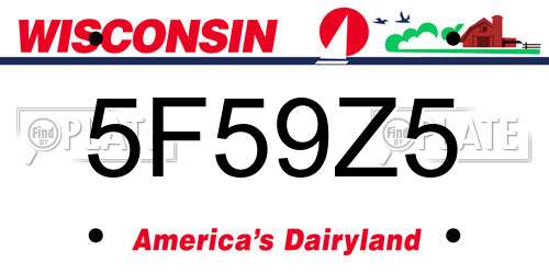 5F59Z5 Wisconsin License Plate