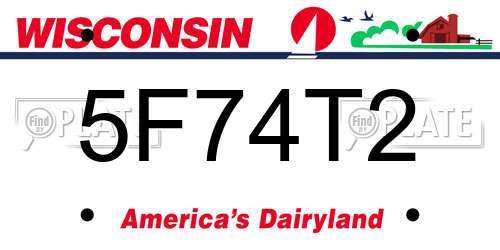 5F74T2 Wisconsin License Plate