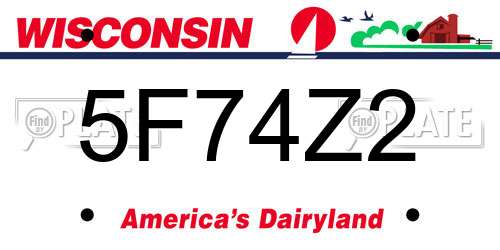 5F74Z2 Wisconsin License Plate