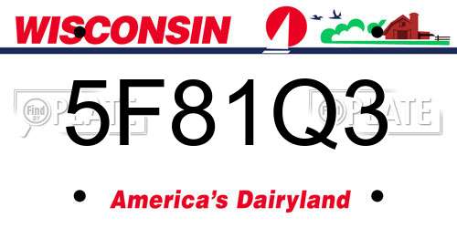 5F81Q3 Wisconsin License Plate