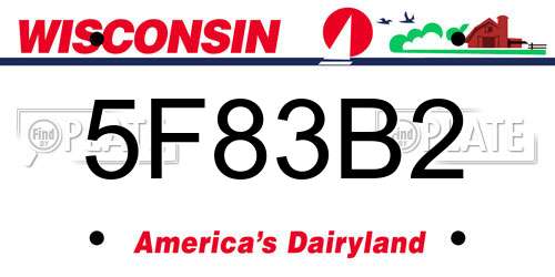 5F83B2 Wisconsin License Plate