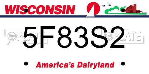5F83S2 Wisconsin License Plate
