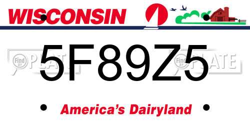 5F89Z5 Wisconsin License Plate