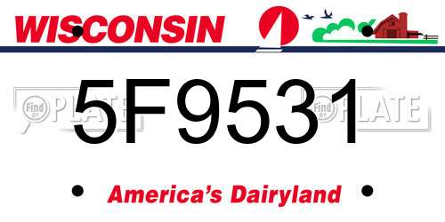 5F9531 Wisconsin License Plate