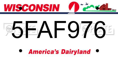 5FAF976 Wisconsin License Plate
