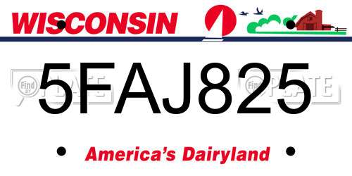 5FAJ825 Wisconsin License Plate
