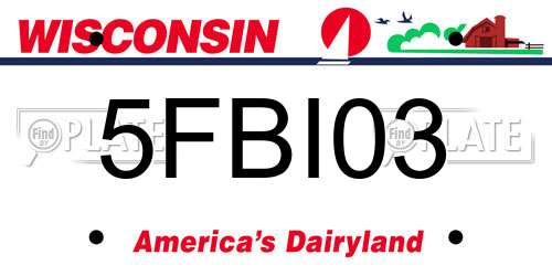 5FBI03 Wisconsin License Plate