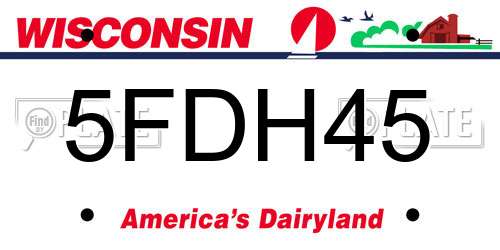 5FDH45 Wisconsin License Plate