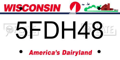 5FDH48 Wisconsin License Plate
