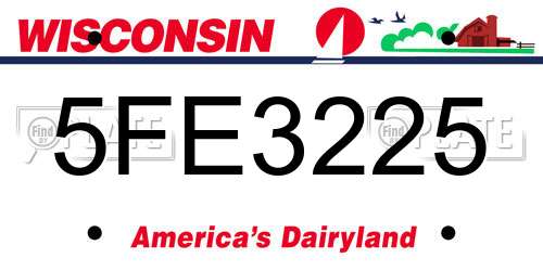 5FE3225 Wisconsin License Plate