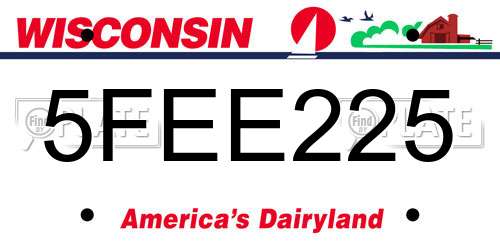 5FEE225 Wisconsin License Plate