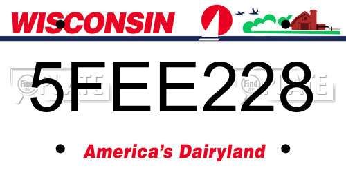 5FEE228 Wisconsin License Plate