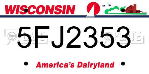 5FJ2353 Wisconsin License Plate