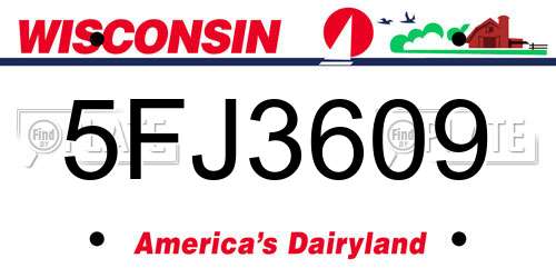5FJ3609 Wisconsin License Plate