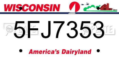 5FJ7353 Wisconsin License Plate