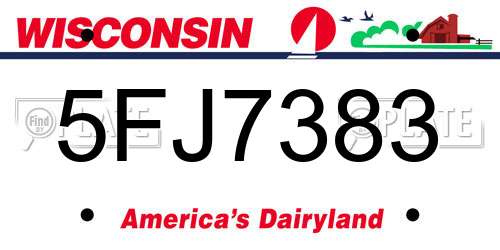 5FJ7383 Wisconsin License Plate
