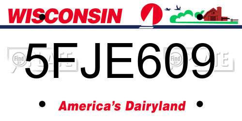 5FJE609 Wisconsin License Plate